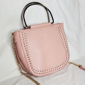LD Dusty Rose Pink Crossbody Purse w/ Adjustable Gold Chain Strap + Gold Handles